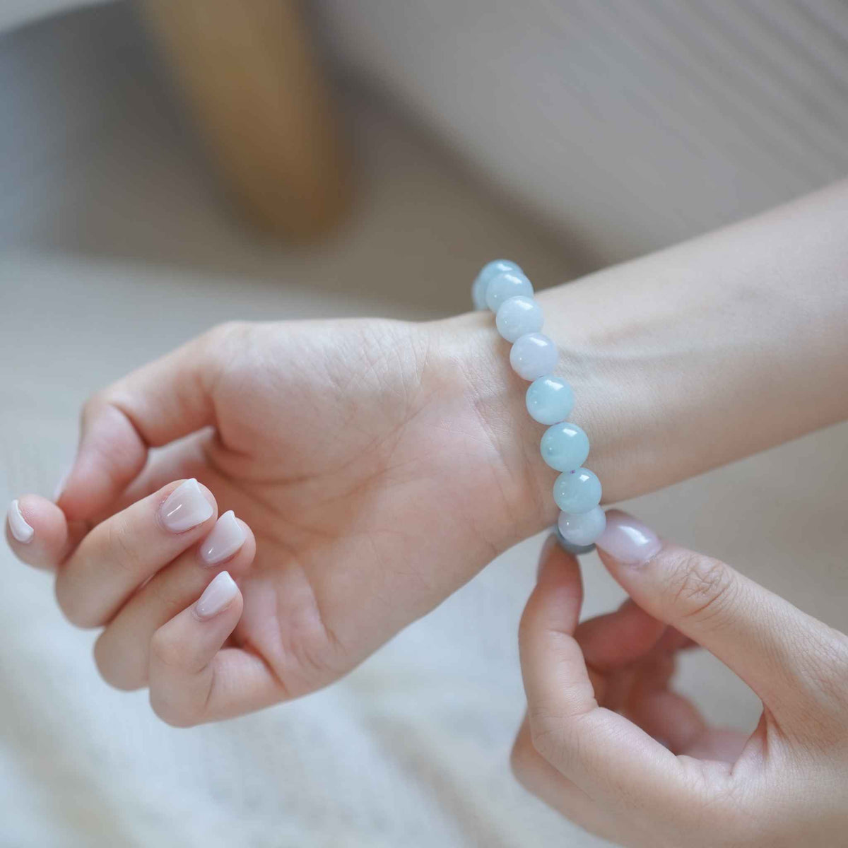 Lilac Whisper Lavender Beaded Jade Bracelet