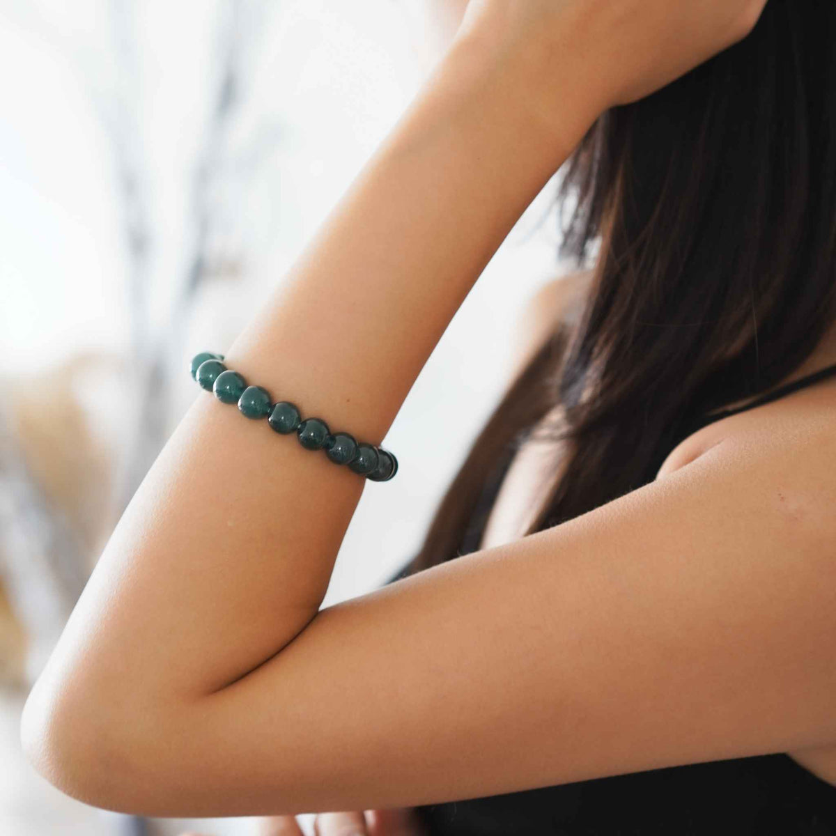Imperial Evergreen Beaded Jade Bracelet