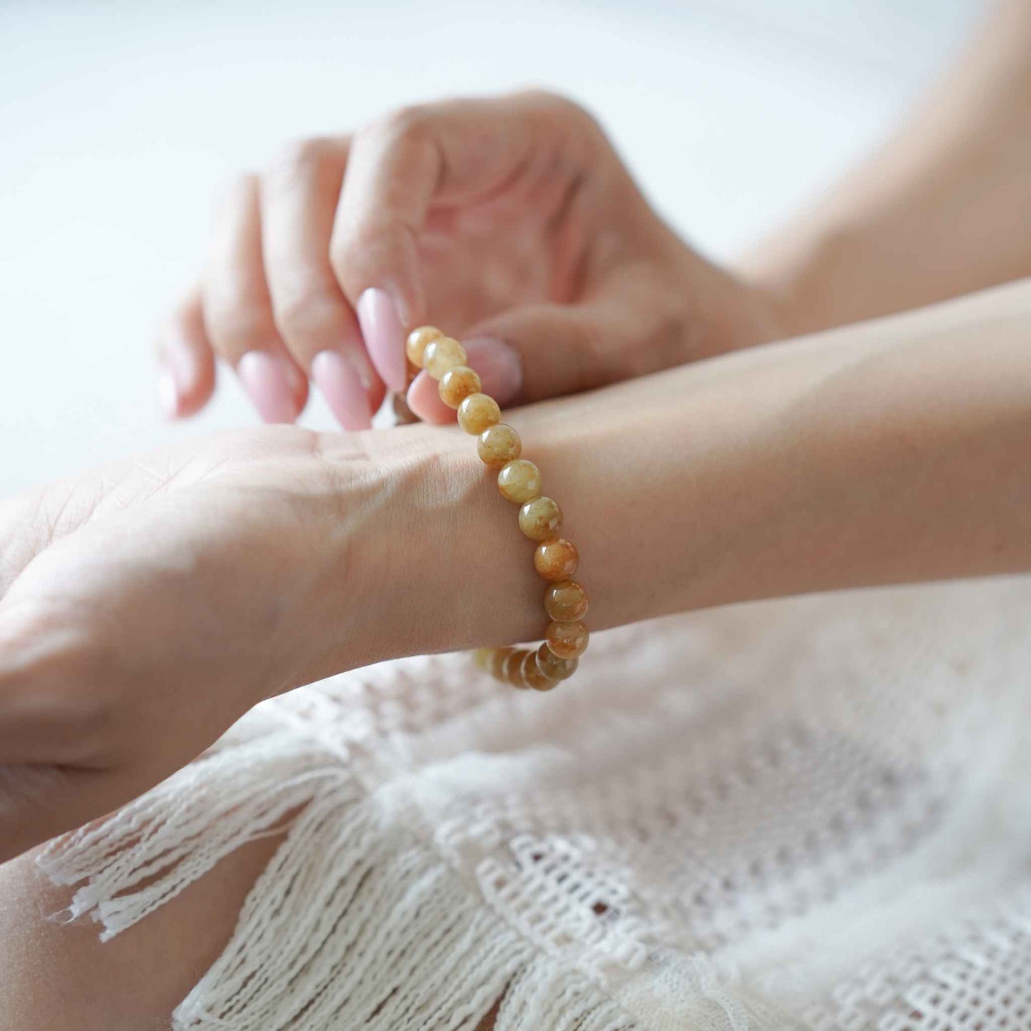Golden Amber Beaded Jade Bracelet