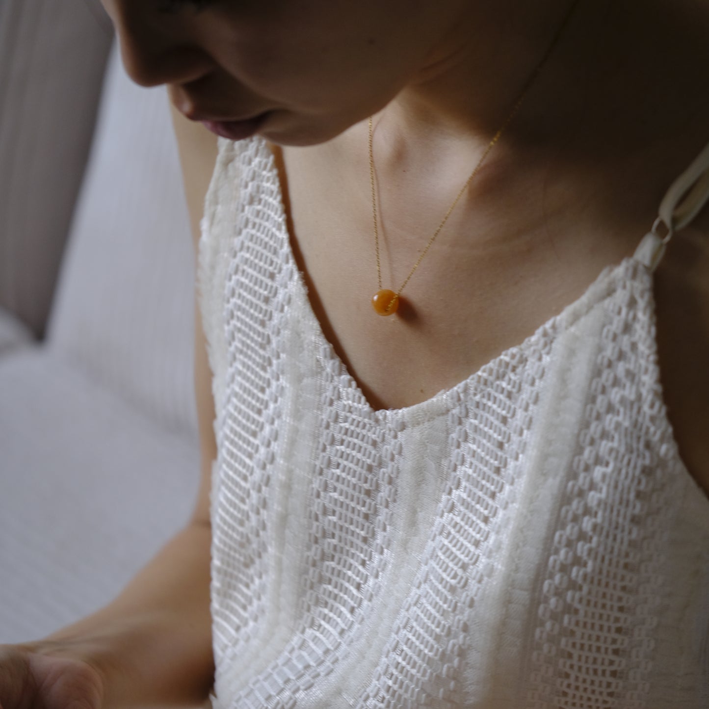 Honey Glow Beaded Jade Necklace