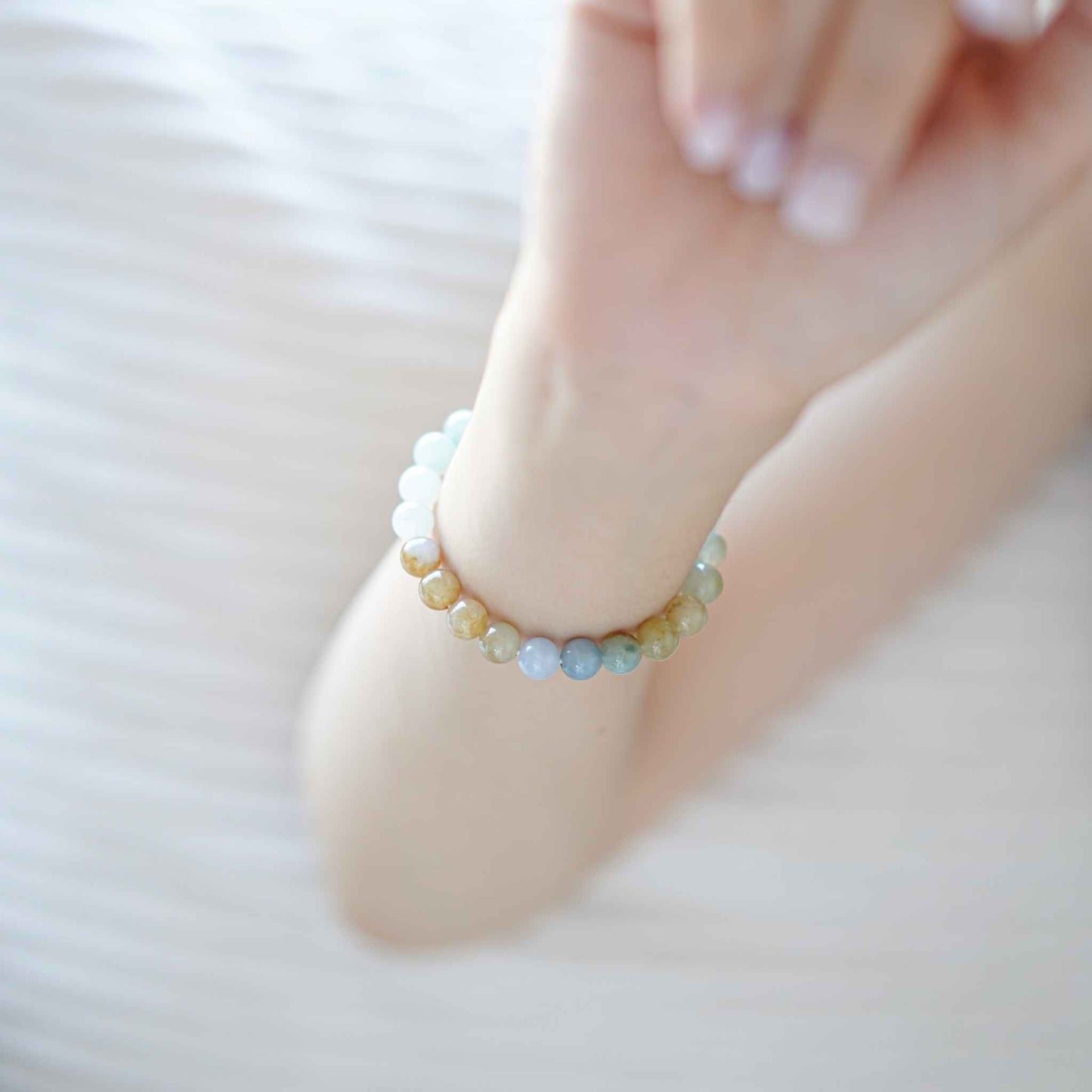 Morning Meadow Multicolour Beaded Jade Bracelet