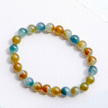 Woodland Ember Multicolour Beaded Jade Bracelet