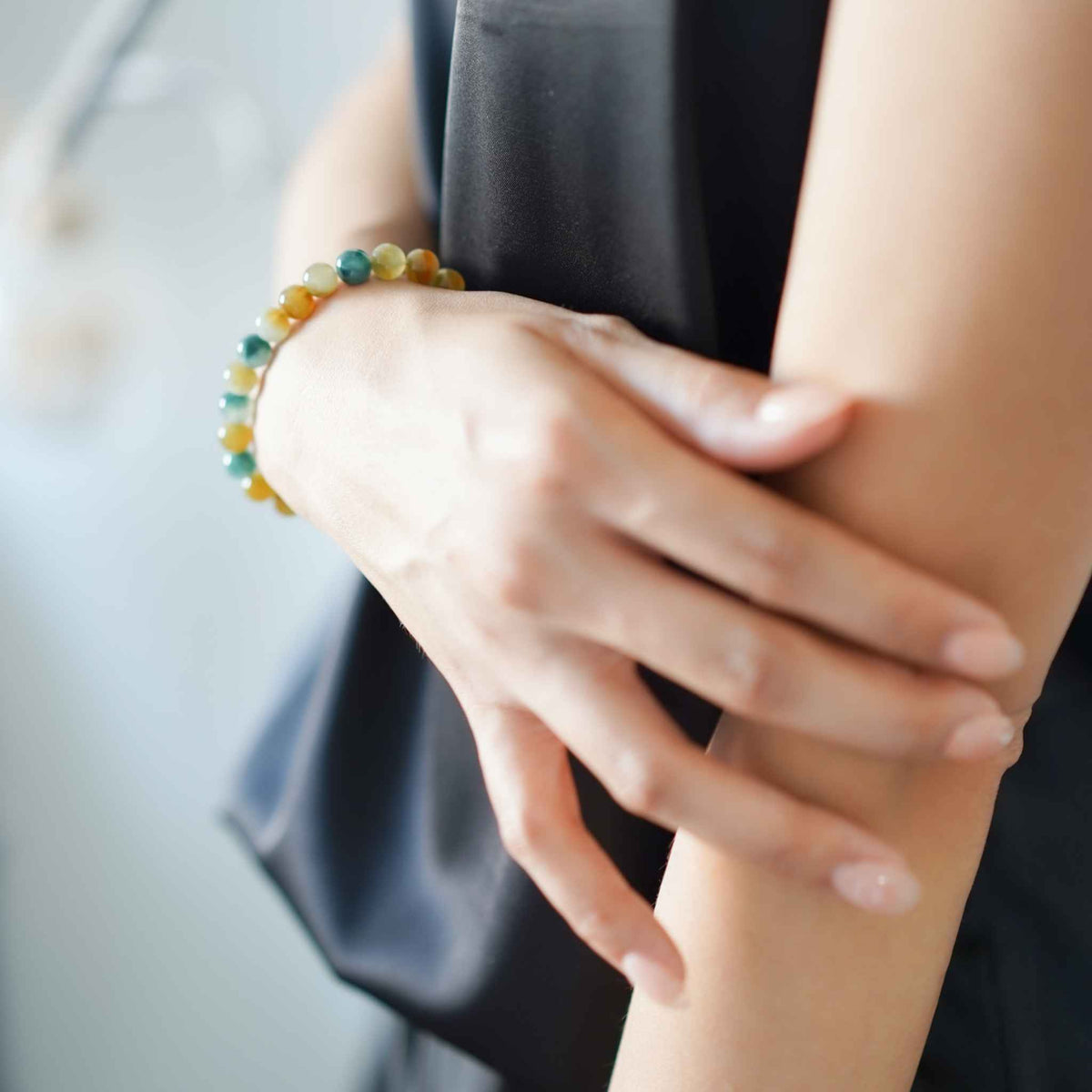 Woodland Ember Multicolour Beaded Jade Bracelet