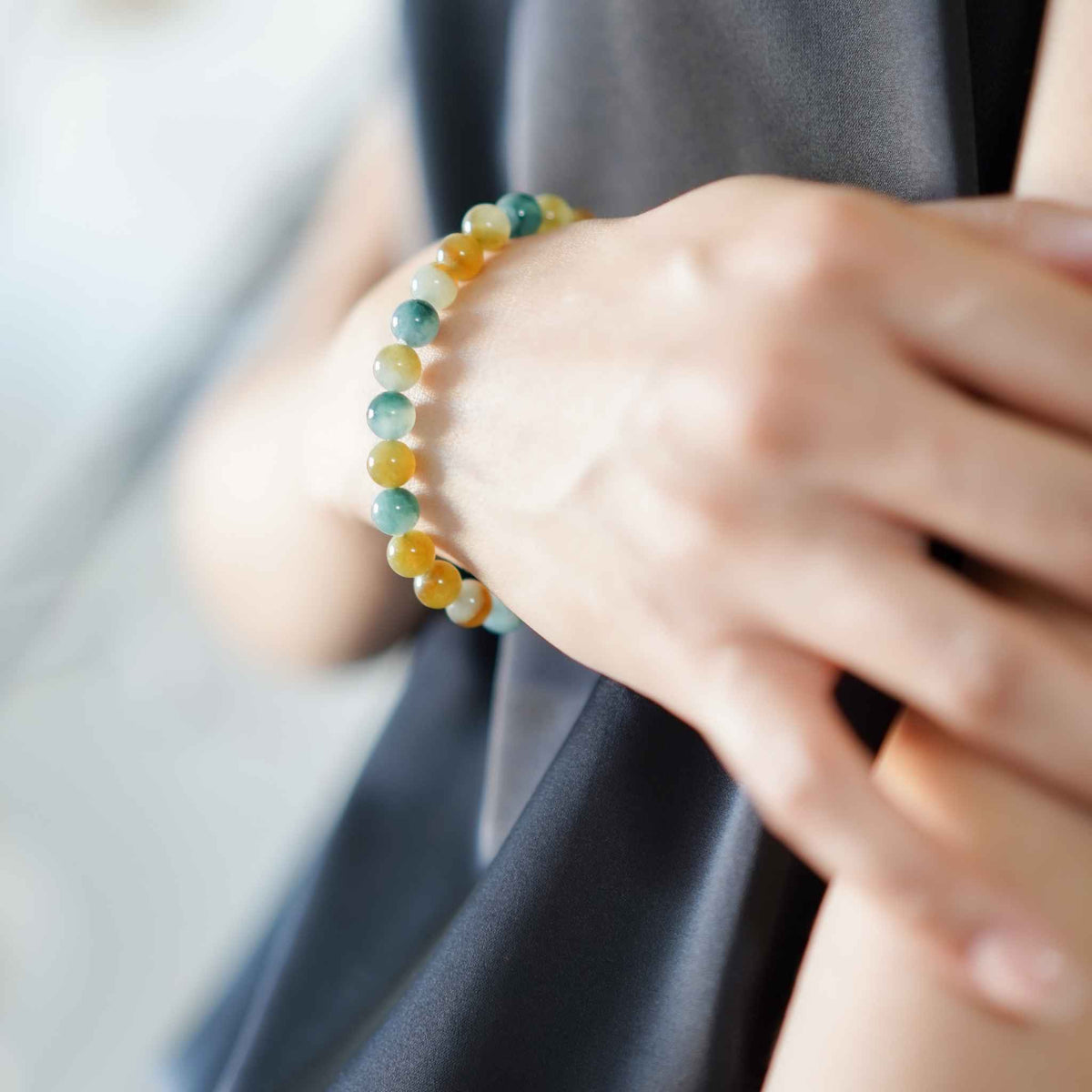Woodland Ember Multicolour Beaded Jade Bracelet