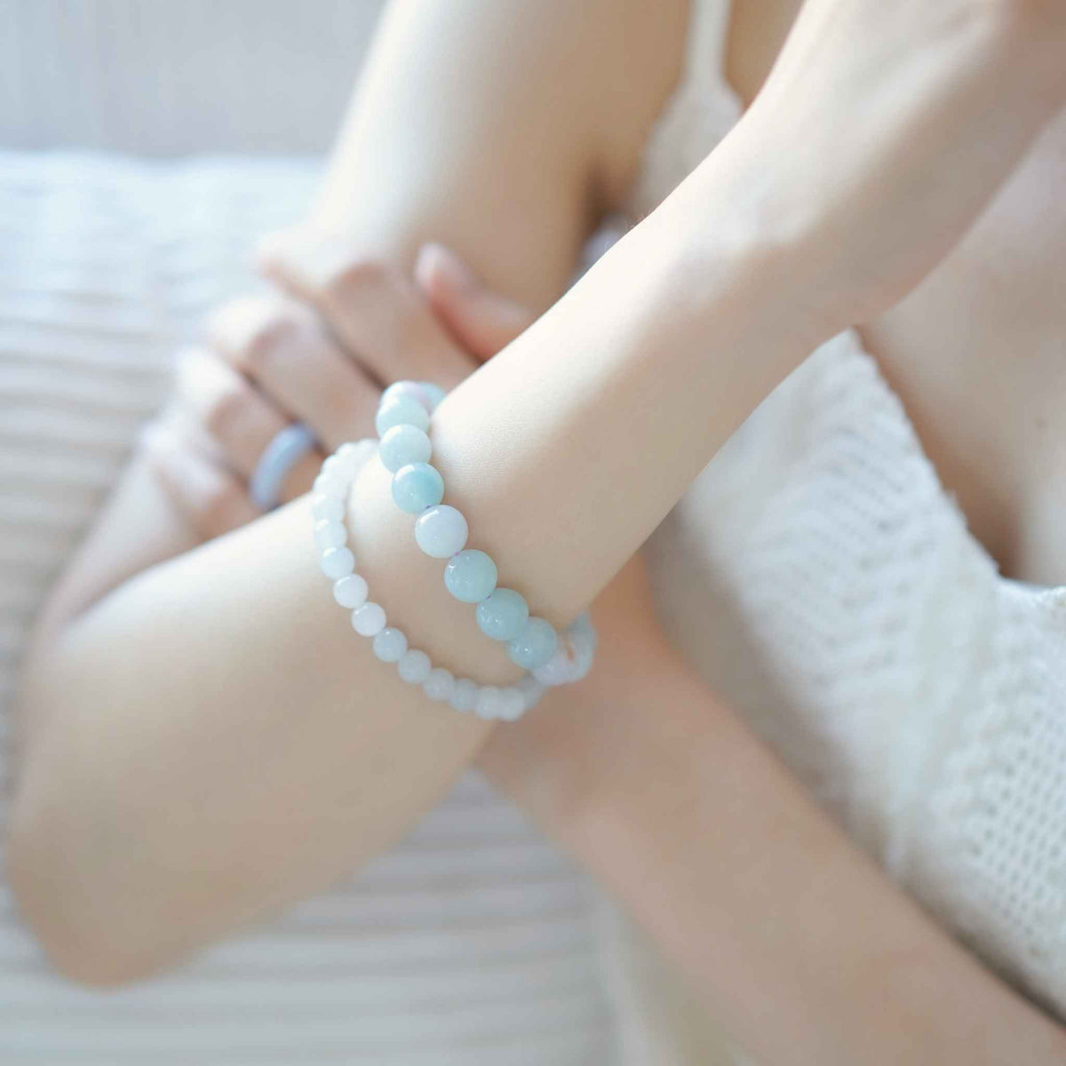 Lilac Whisper Lavender Beaded Jade Bracelet