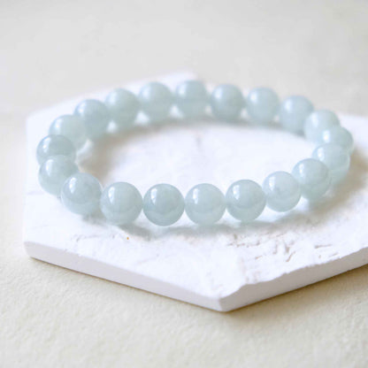 Winter Sky Blue Beaded Jade Bracelet