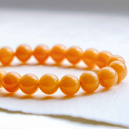 Tangerine Glow Amber Beaded Jade Bracelet