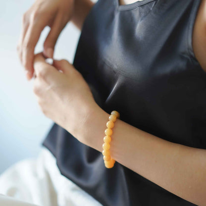 Tangerine Glow Amber Beaded Jade Bracelet