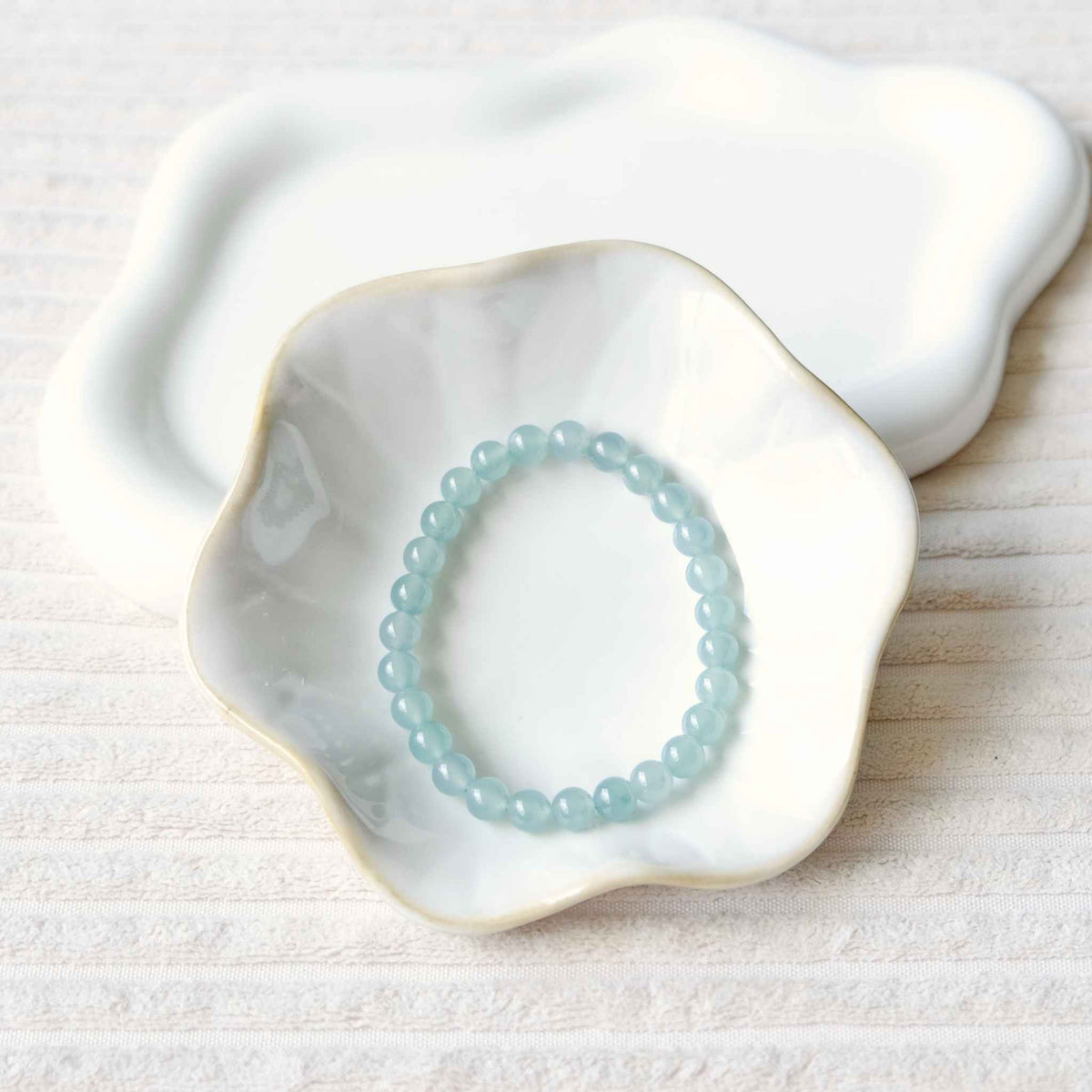 Seafoam Blue Beaded Jade Bracelet