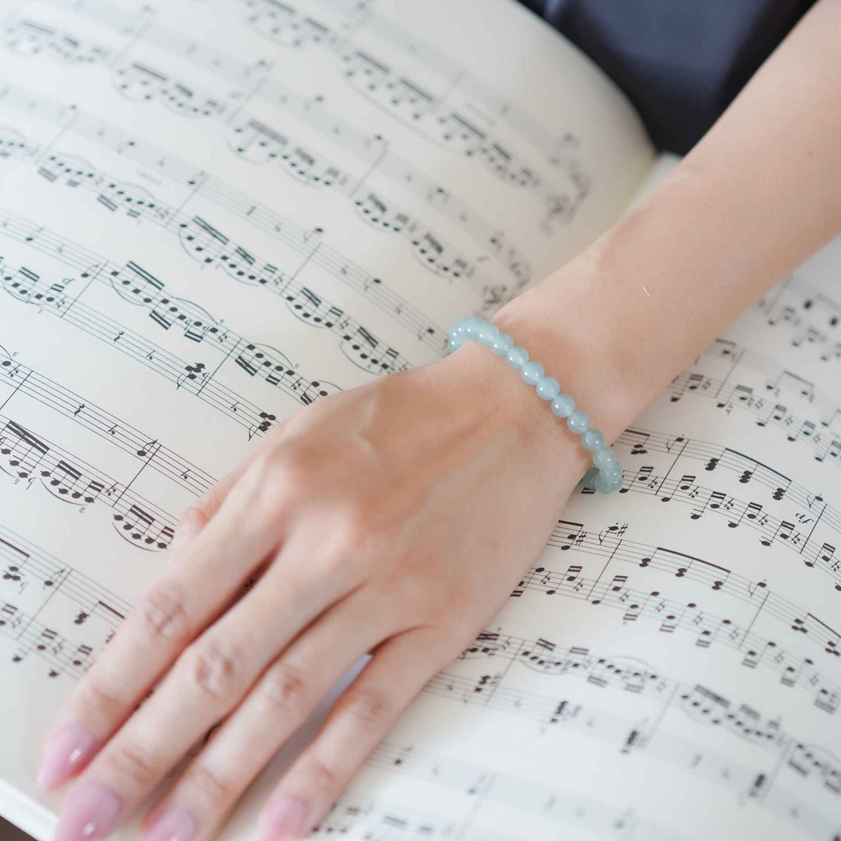 Seafoam Blue Beaded Jade Bracelet