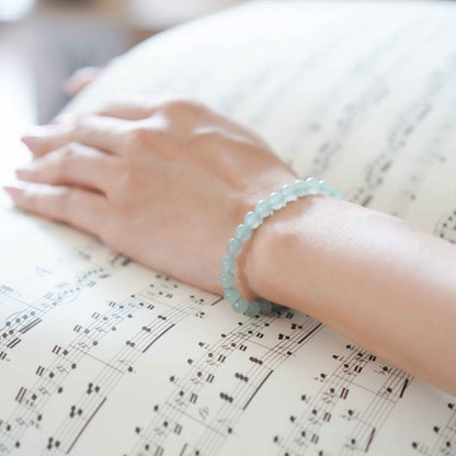 Seafoam Blue Beaded Jade Bracelet