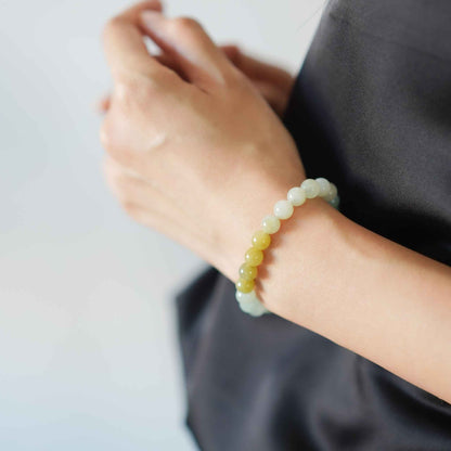 Golden Canopy Green Beaded Jade Bracelet