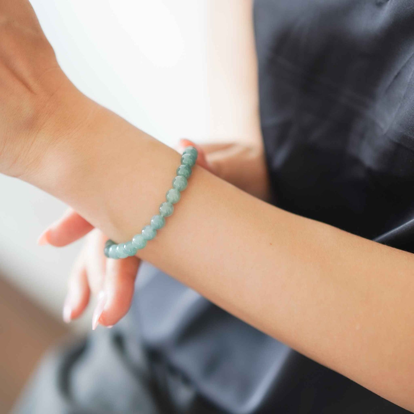 Woodland Light Green Beaded Jade Bracelet