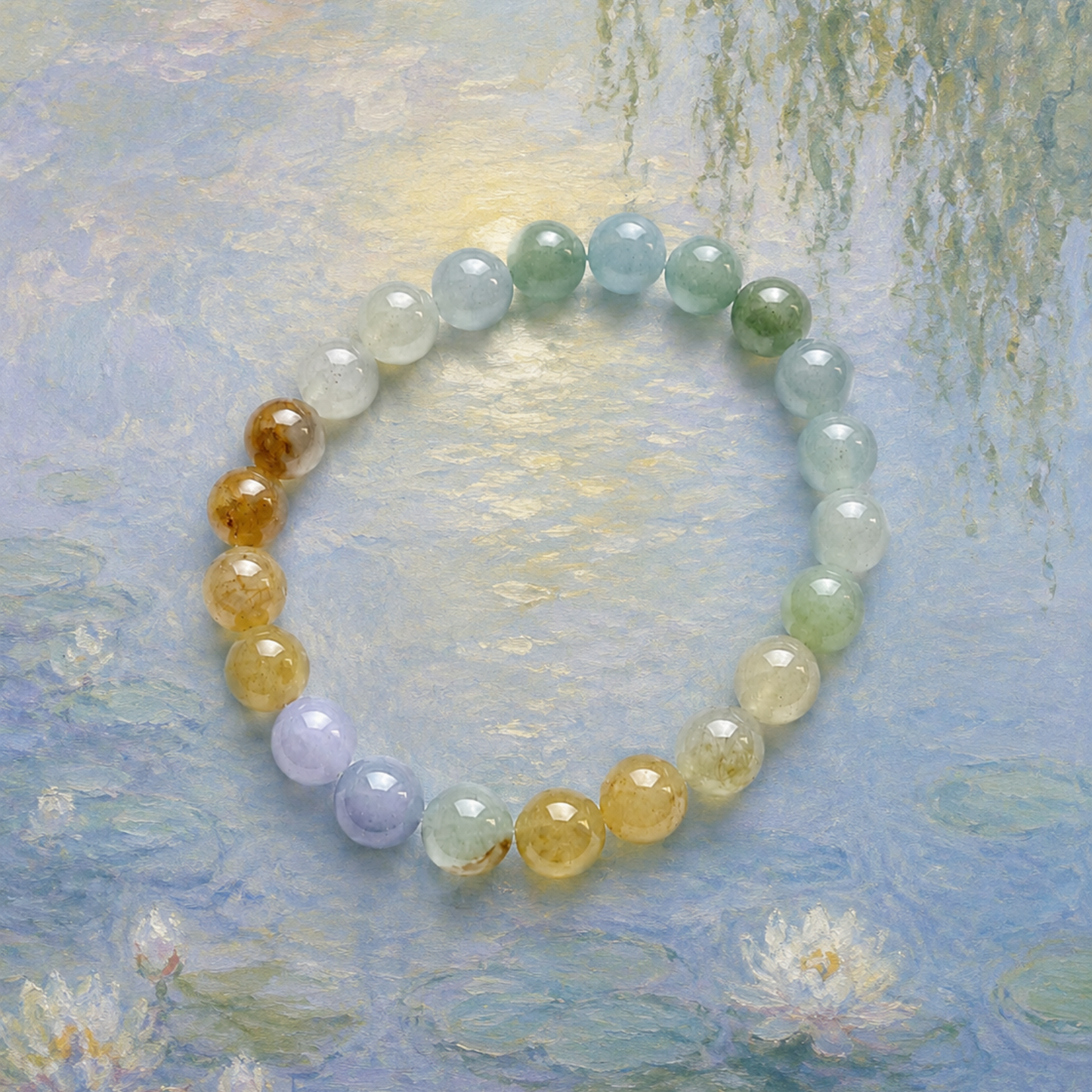 Morning Meadow Multicolour Beaded Jade Bracelet