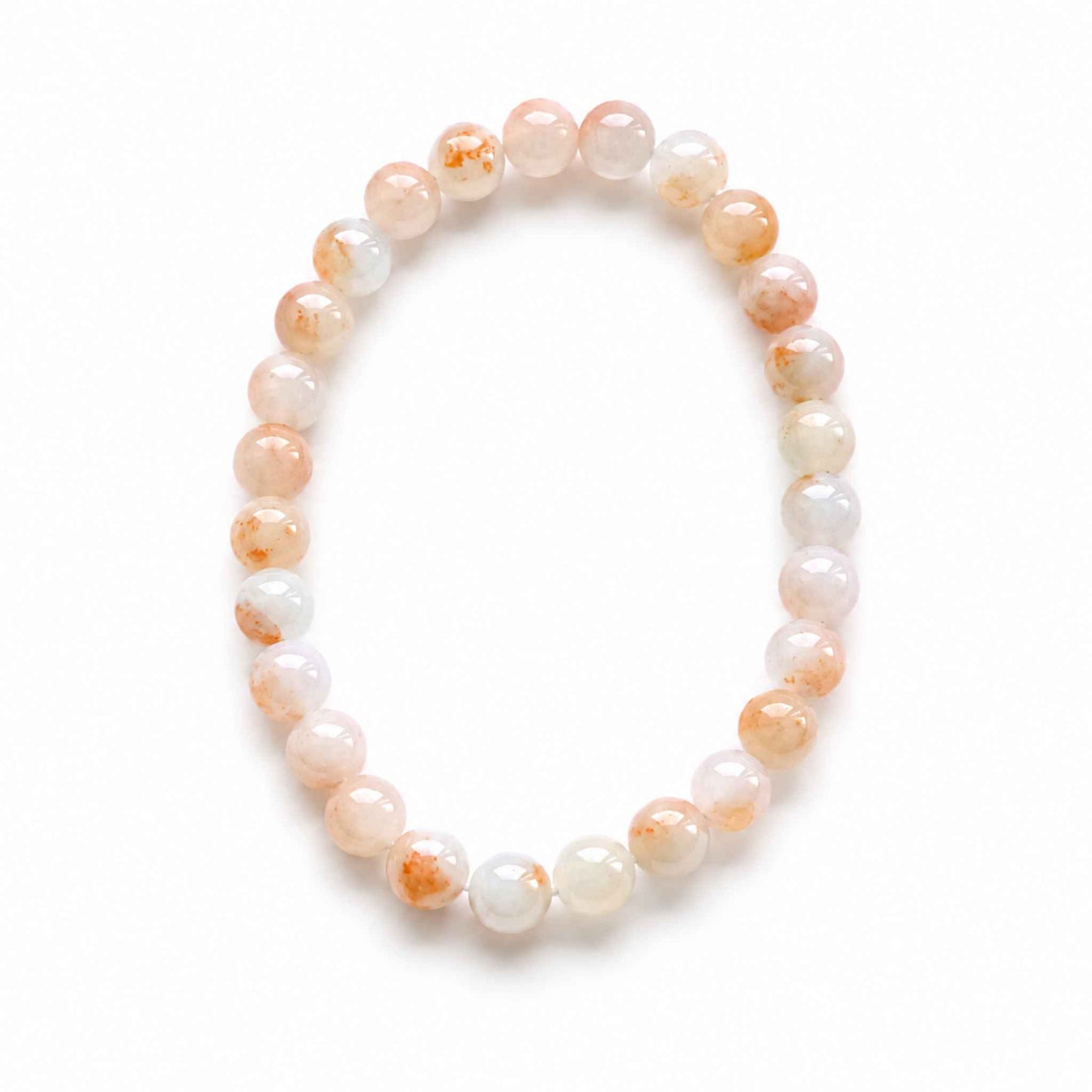 Peach Blossom Amber Beaded Jade Bracelet
