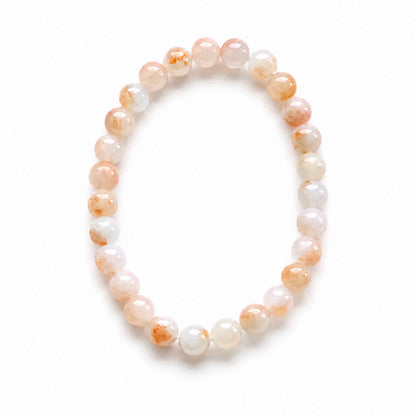 Peach Blossom Amber Beaded Jade Bracelet