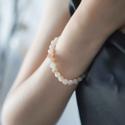 Peach Blossom Amber Beaded Jade Bracelet