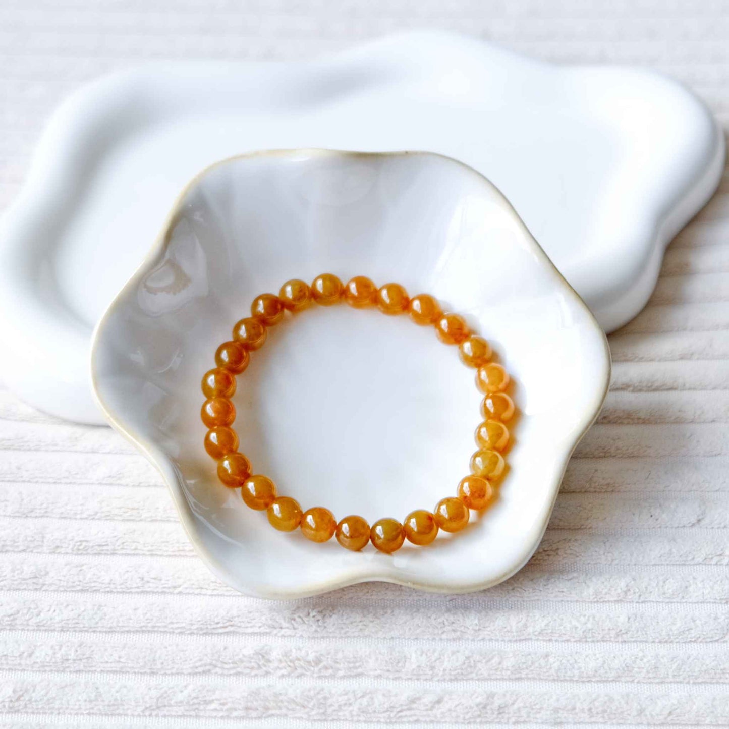 Amber Lantern Beaded Jade Bracelet