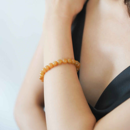 Amber Lantern Beaded Jade Bracelet