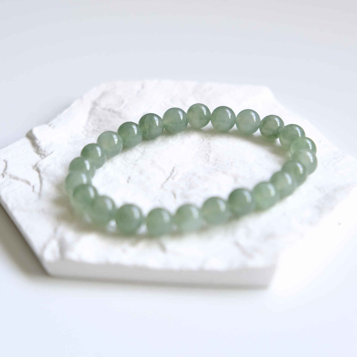 Apple Blossom Green Beaded Jade Bracelet