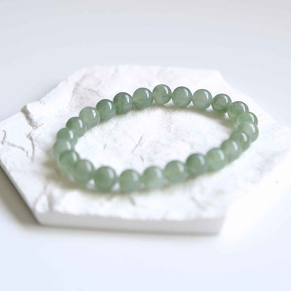 Apple Blossom Green Beaded Jade Bracelet