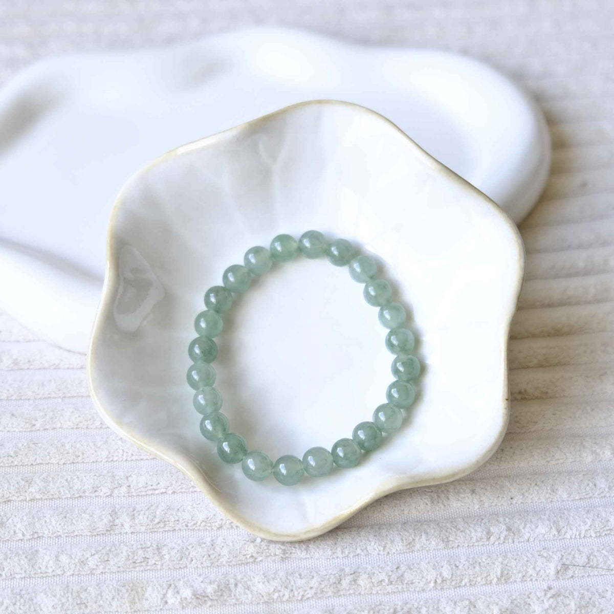Apple Blossom Green Beaded Jade Bracelet