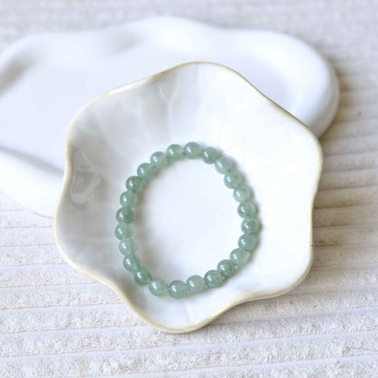 Apple Blossom Green Beaded Jade Bracelet