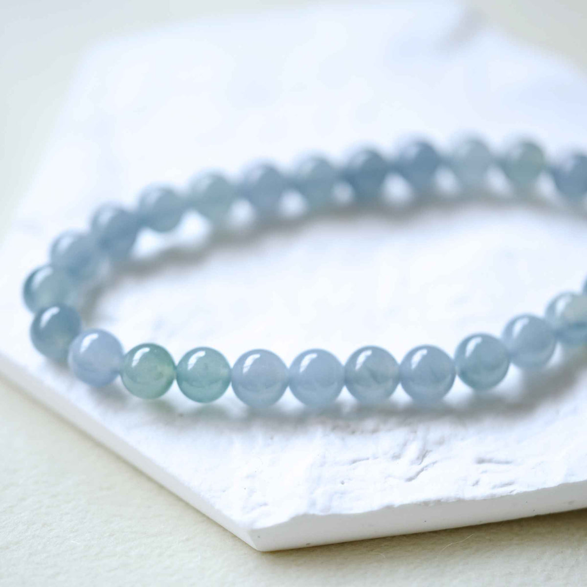 Sky Reflection Blue Beaded Jade Bracelet