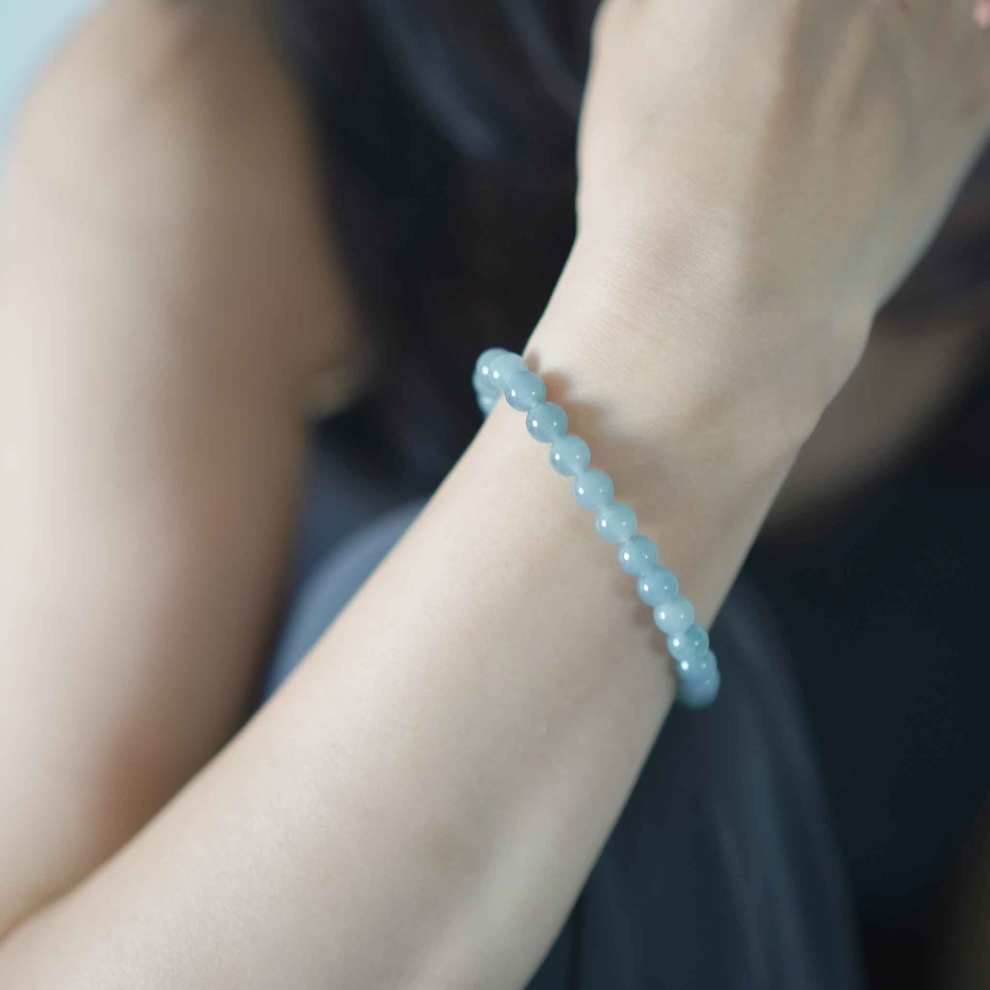 Sky Reflection Blue Beaded Jade Bracelet
