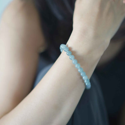 Sky Reflection Blue Beaded Jade Bracelet