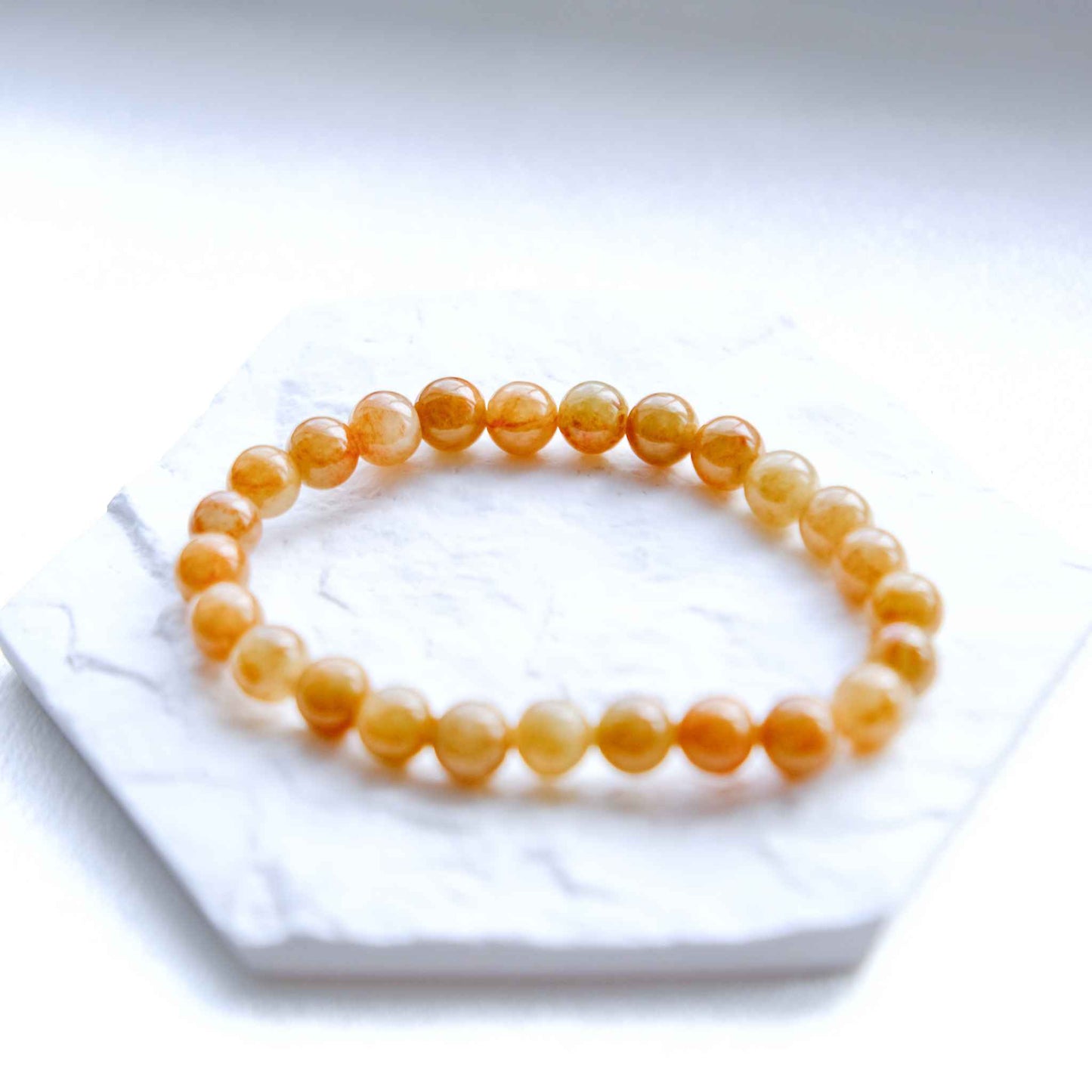 Golden Amber Beaded Jade Bracelet