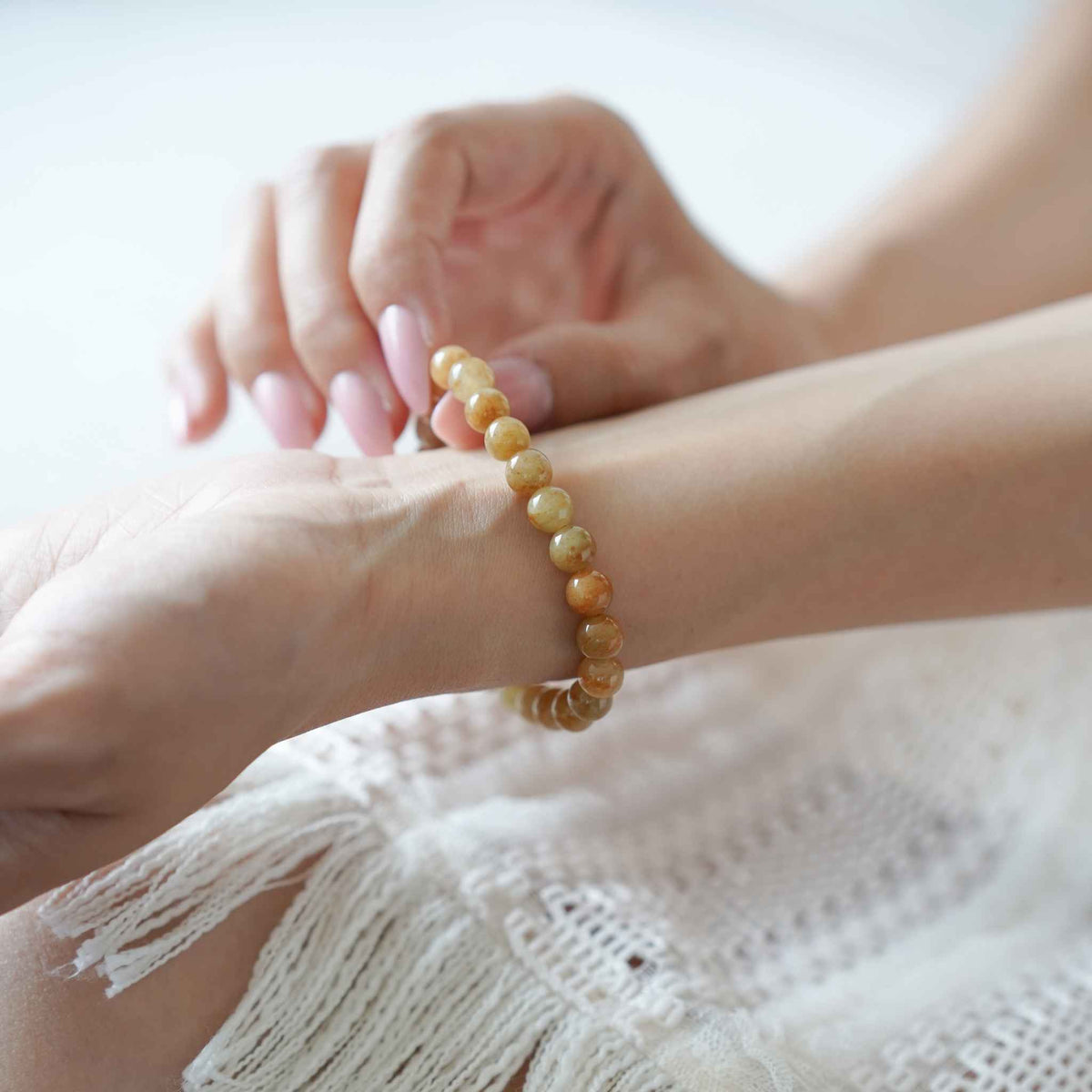 Golden Amber Beaded Jade Bracelet