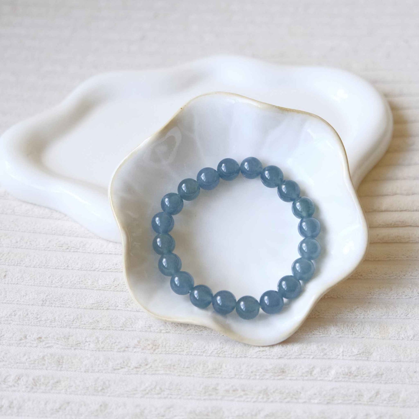 Denim Sky Blue Beaded Jade Bracelet