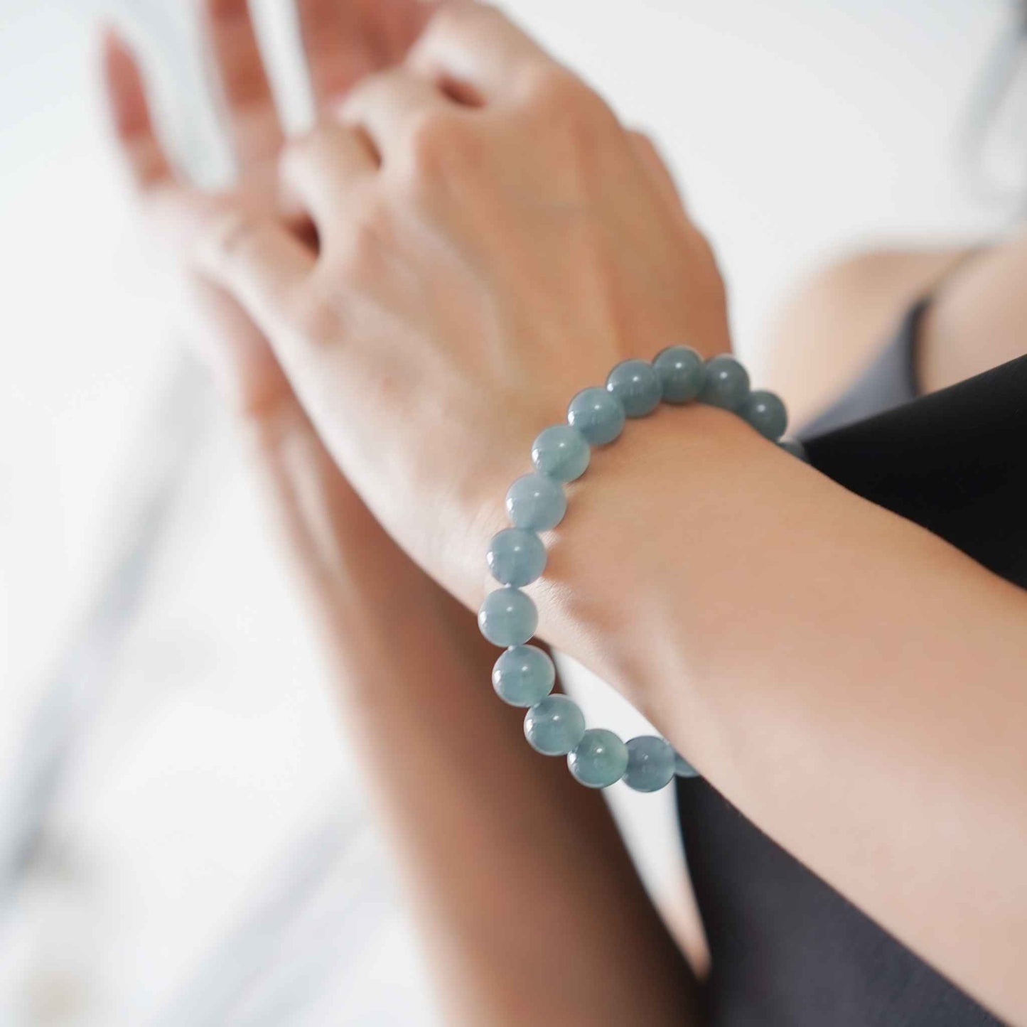 Denim Sky Blue Beaded Jade Bracelet