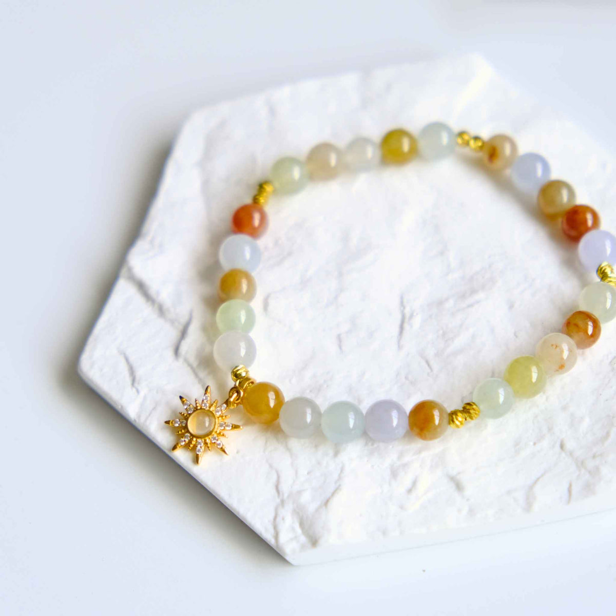 Sunburst Multicolour Beaded Jade Bracelet