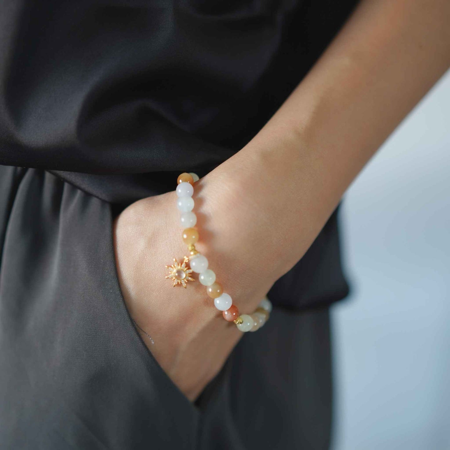 Sunburst Multicolour Beaded Jade Bracelet