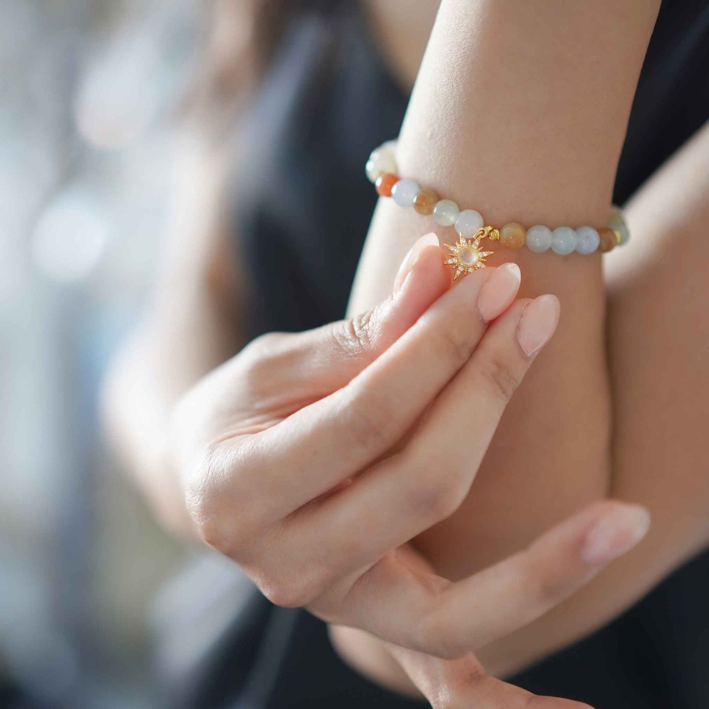 Sunburst Multicolour Beaded Jade Bracelet