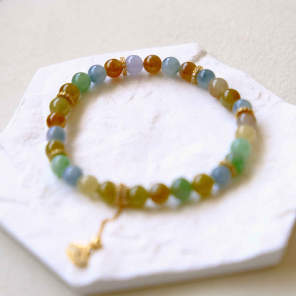 Ginkgo Garden Multicolour Beaded Jade Bracelet