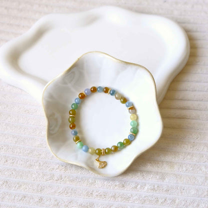 Ginkgo Garden Multicolour Beaded Jade Bracelet