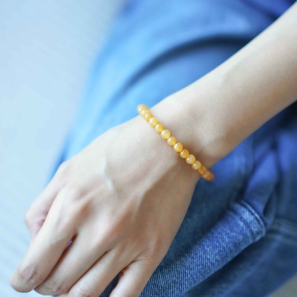 Amber Honey Beaded Jade Bracelet