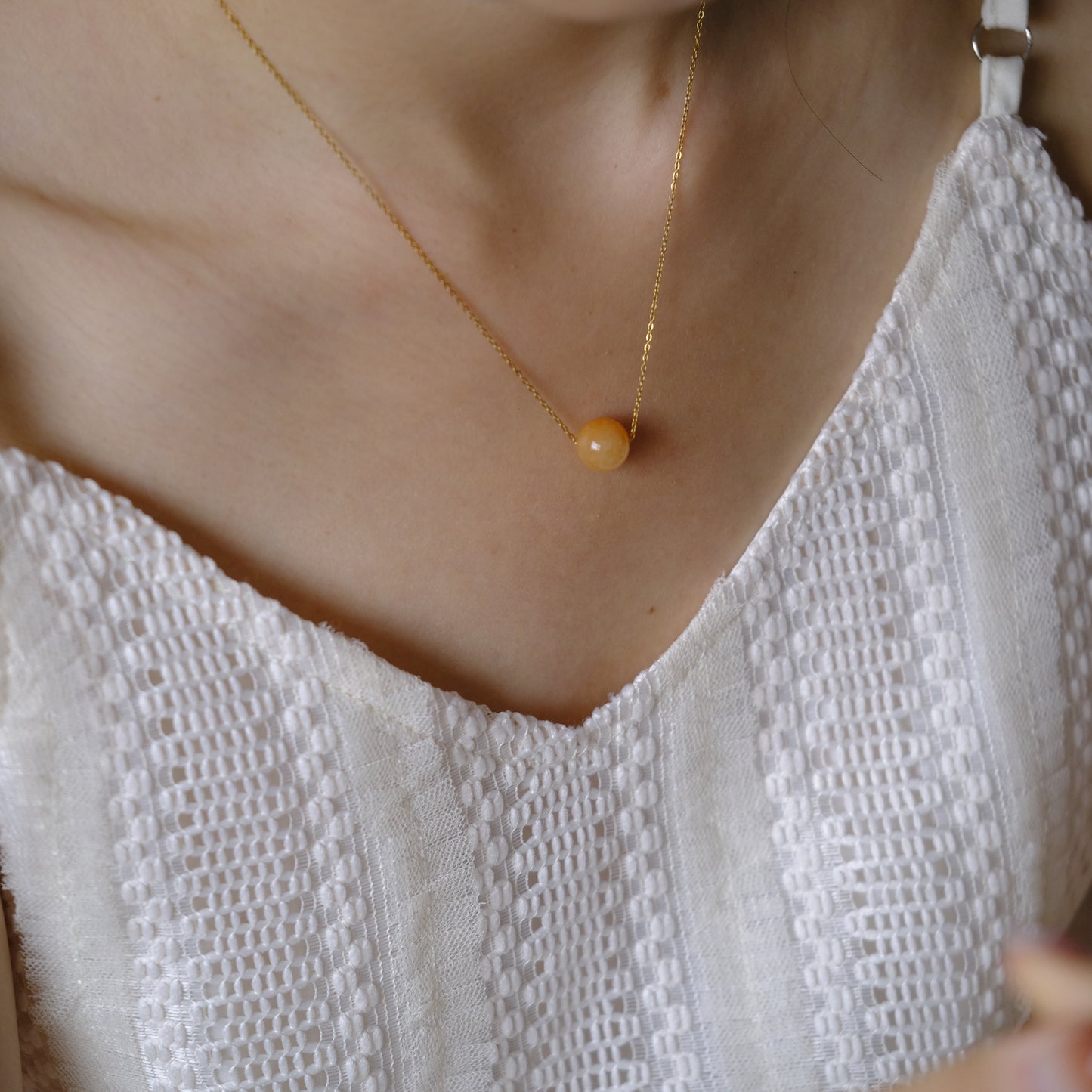 Honey Glow Beaded Jade Necklace
