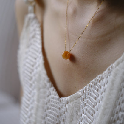 Honey Glow Beaded Jade Necklace