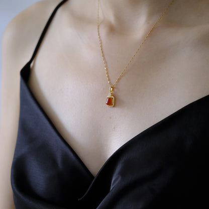 Amber Flame Beaded Jade Necklace