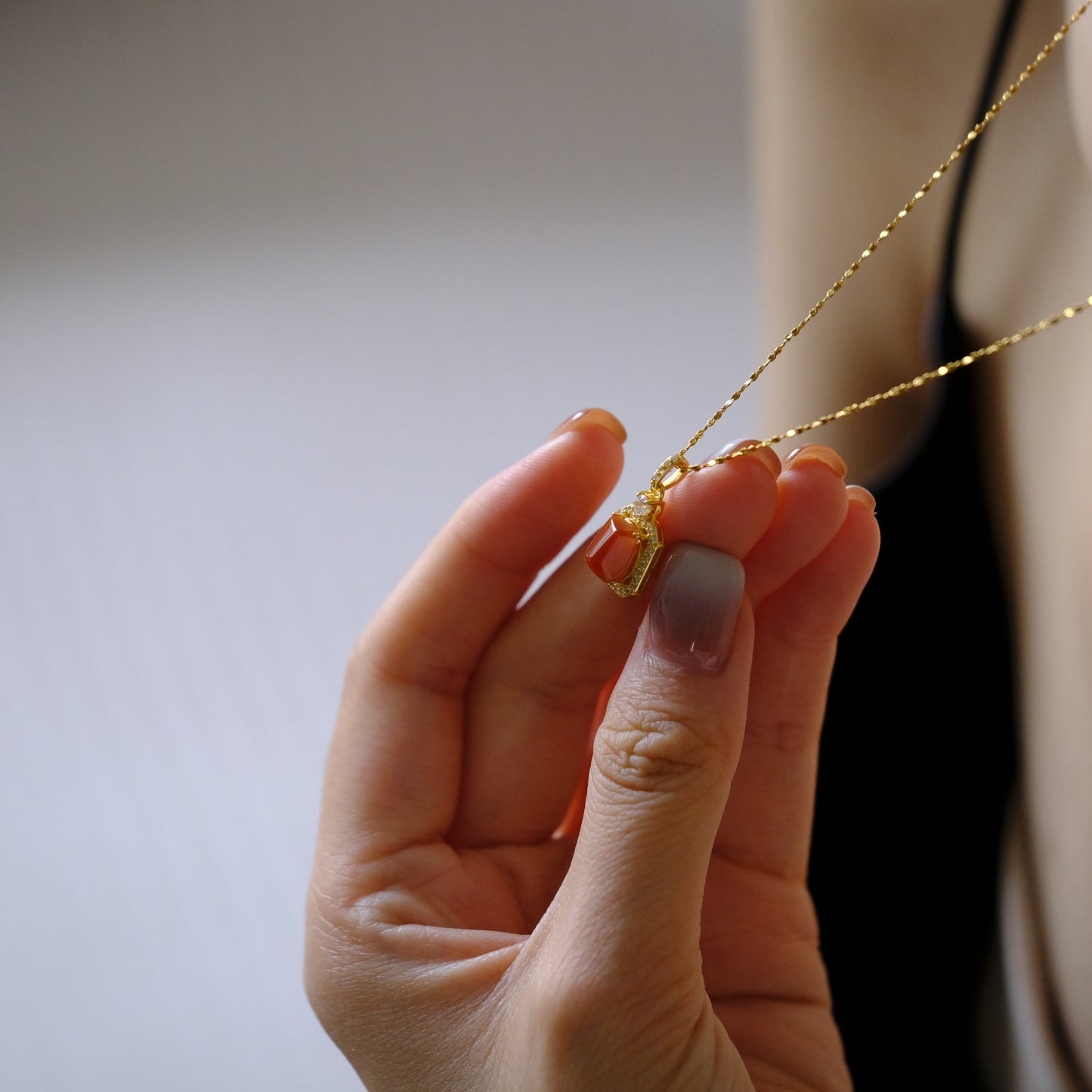 Amber Flame Beaded Jade Necklace