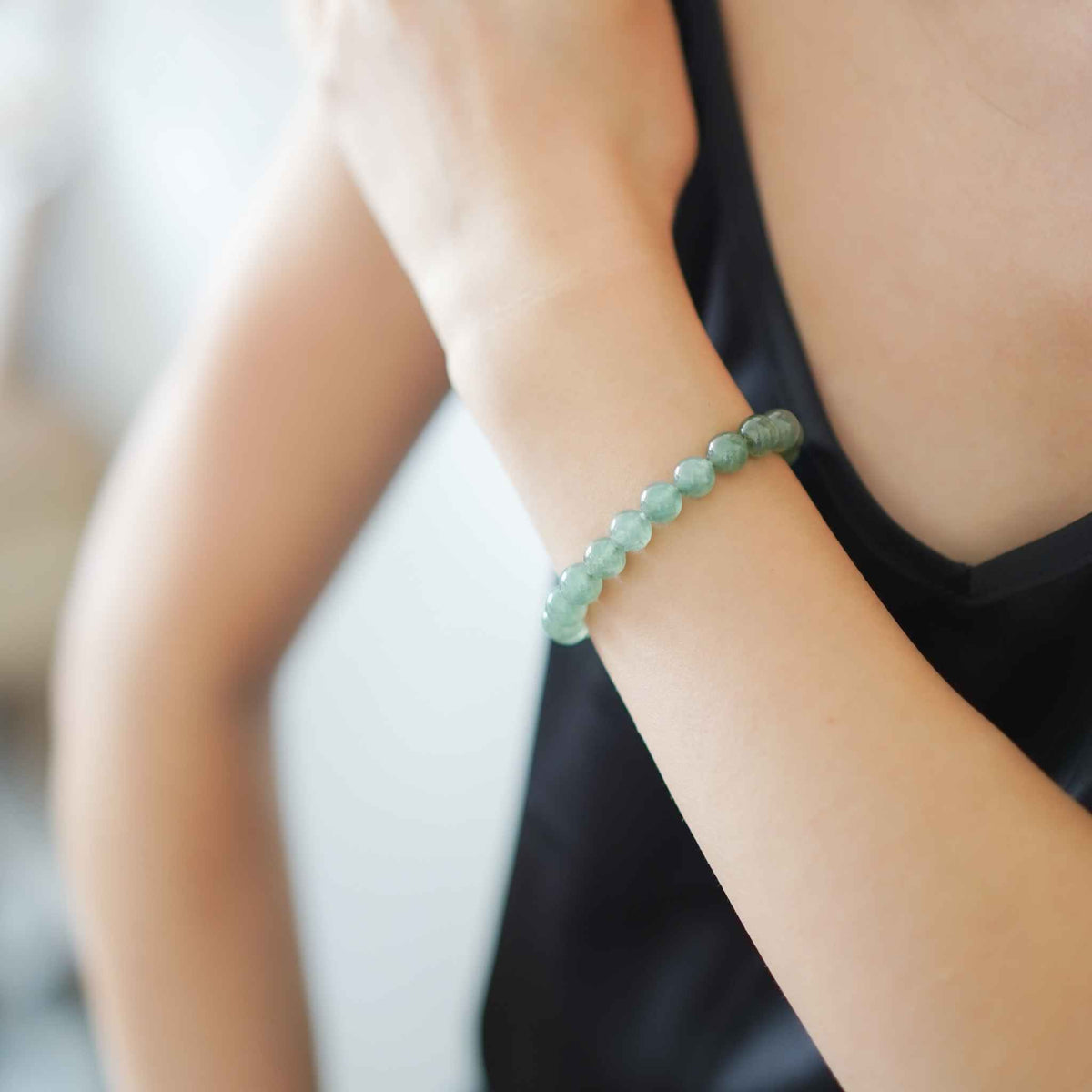 Emerald Grove Green Beaded Jade Bracelet
