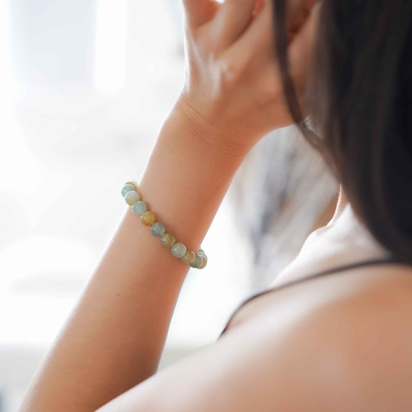 First Spring Multicolour Beaded Jade Bracelet