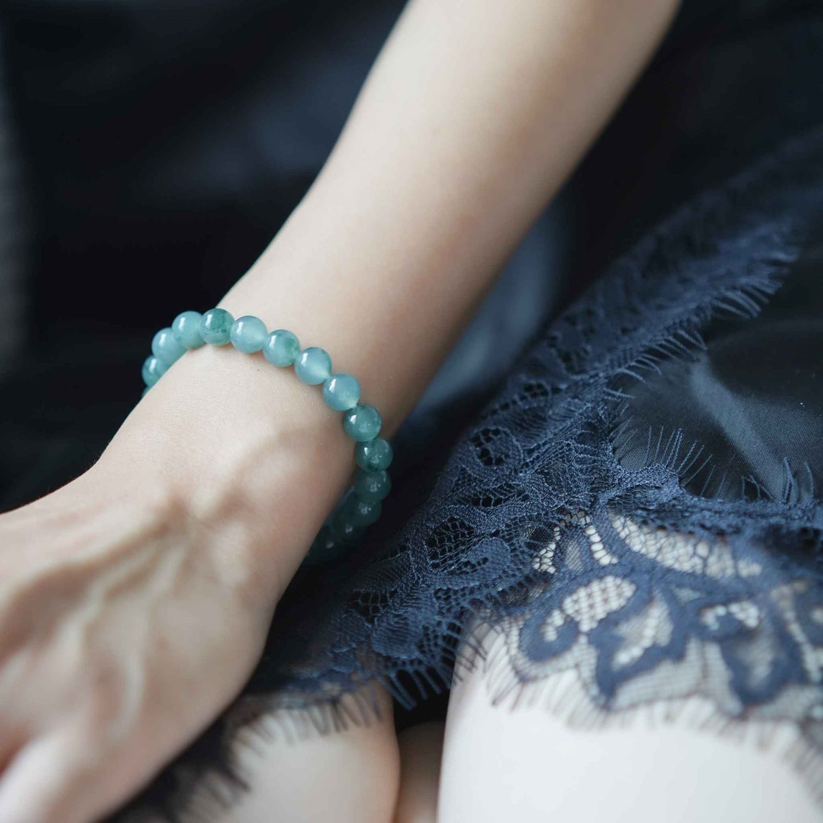 Forest Light Green Beaded Jade Bracelet