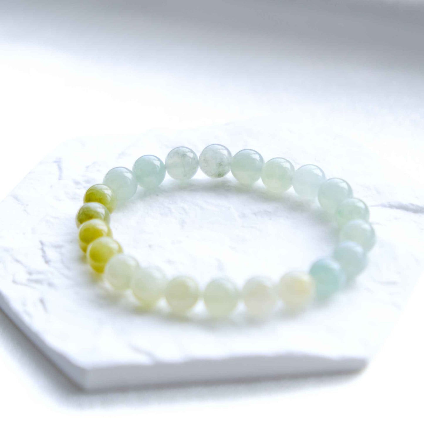 Golden Canopy Green Beaded Jade Bracelet