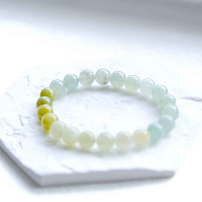 Golden Canopy Green Beaded Jade Bracelet