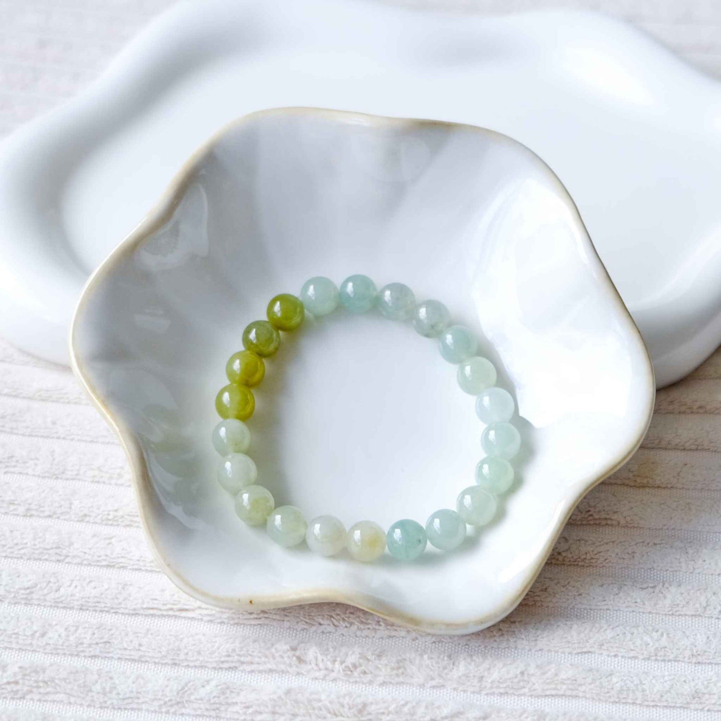 Golden Canopy Green Beaded Jade Bracelet